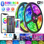 Tira de luces LED RGB con WIFI 5050, control por aplicación Bluetooth, diodo LED flexible, decoración para fiestas