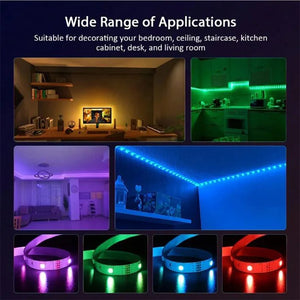 Tira de luces LED RGB con WIFI 5050, control por aplicación Bluetooth, diodo LED flexible, decoración para fiestas