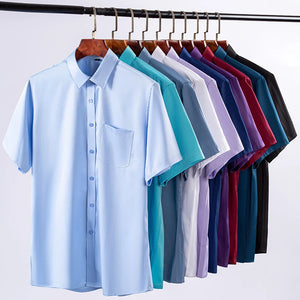 Camisas antiarrugas para hombre, camisas de vestir de manga corta para hombre