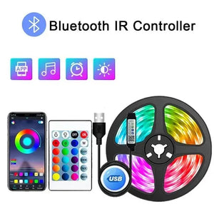 Tira de luces LED RGB con WIFI 5050, control por aplicación Bluetooth, diodo LED flexible, decoración para fiestas